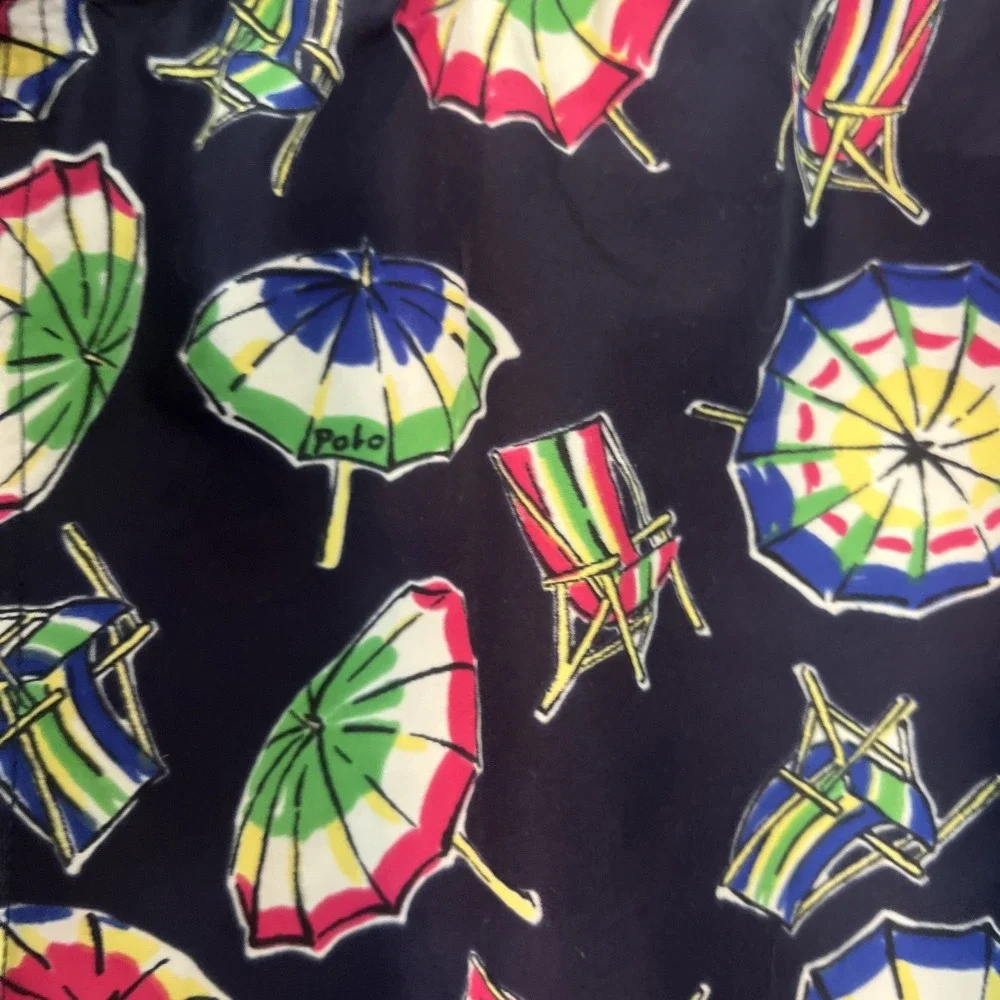 Polo‎ Ralph Lauren Swim Trunks Mens XL Navy Beach Umbrella Mesh Lined Pull On